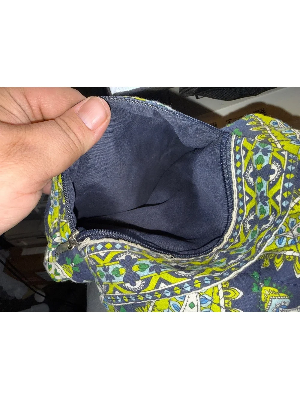 Vera Bradley Quilted Crossbody Bag in Blue and Green Paisley Print